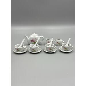 Miniature Porcelain Tea Set Bouquet Floral 16 Piece ToySmith